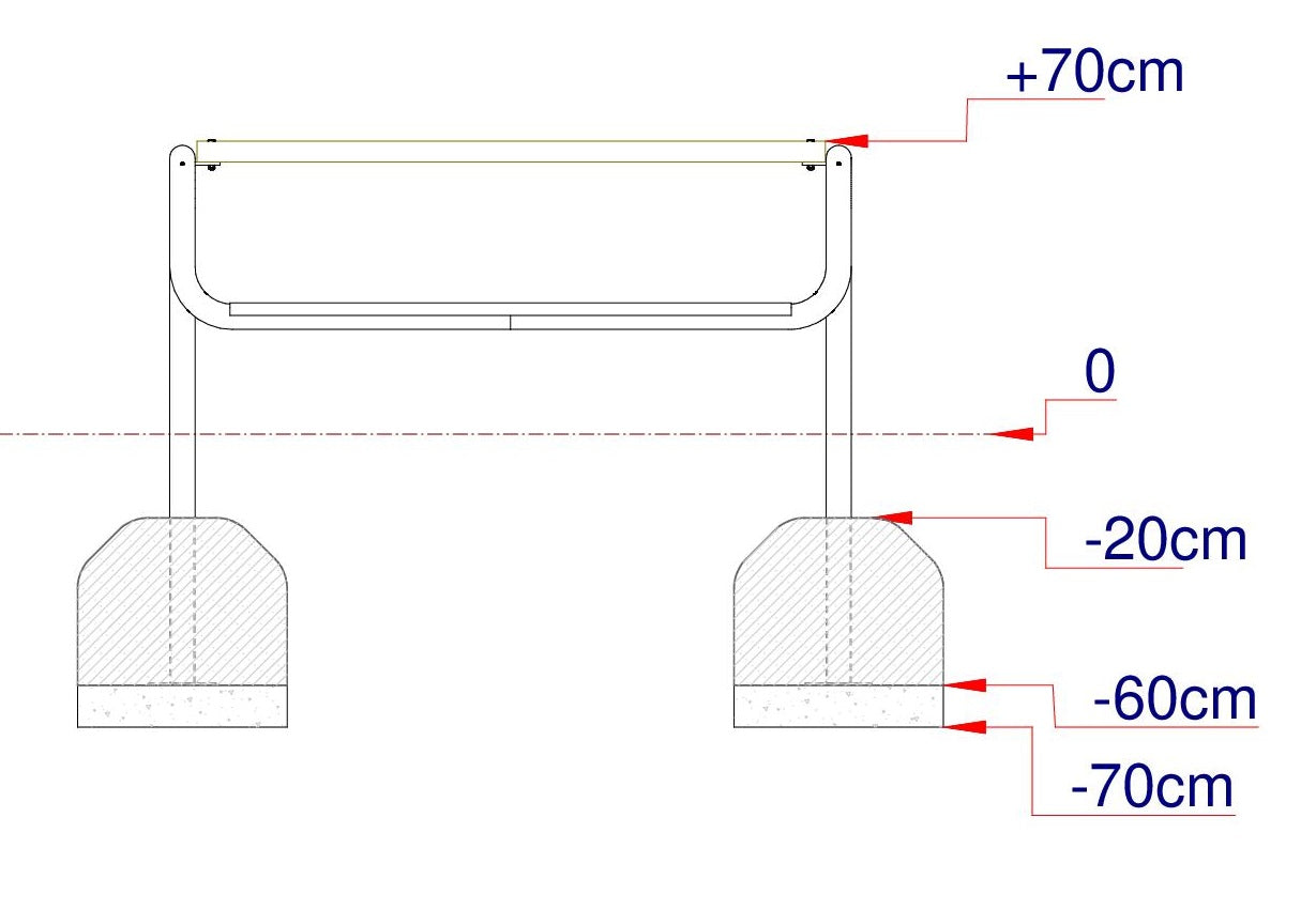 Seitenansicht - Maße Jugendbank URBANPARC
