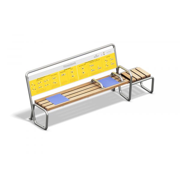 Outdoor-Fitnessbank mit extra Trainingsfläche und Anleitung