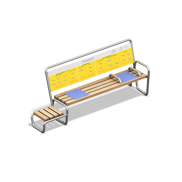 Outdoor-Fitnessbank mit extra Stepfläche und Anleitung