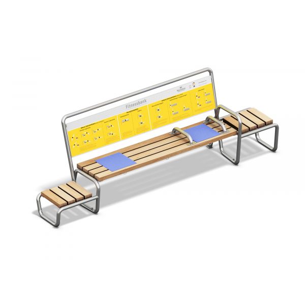 Outdoor-Fitnessbank mit extra Step- und Trainingsfläche