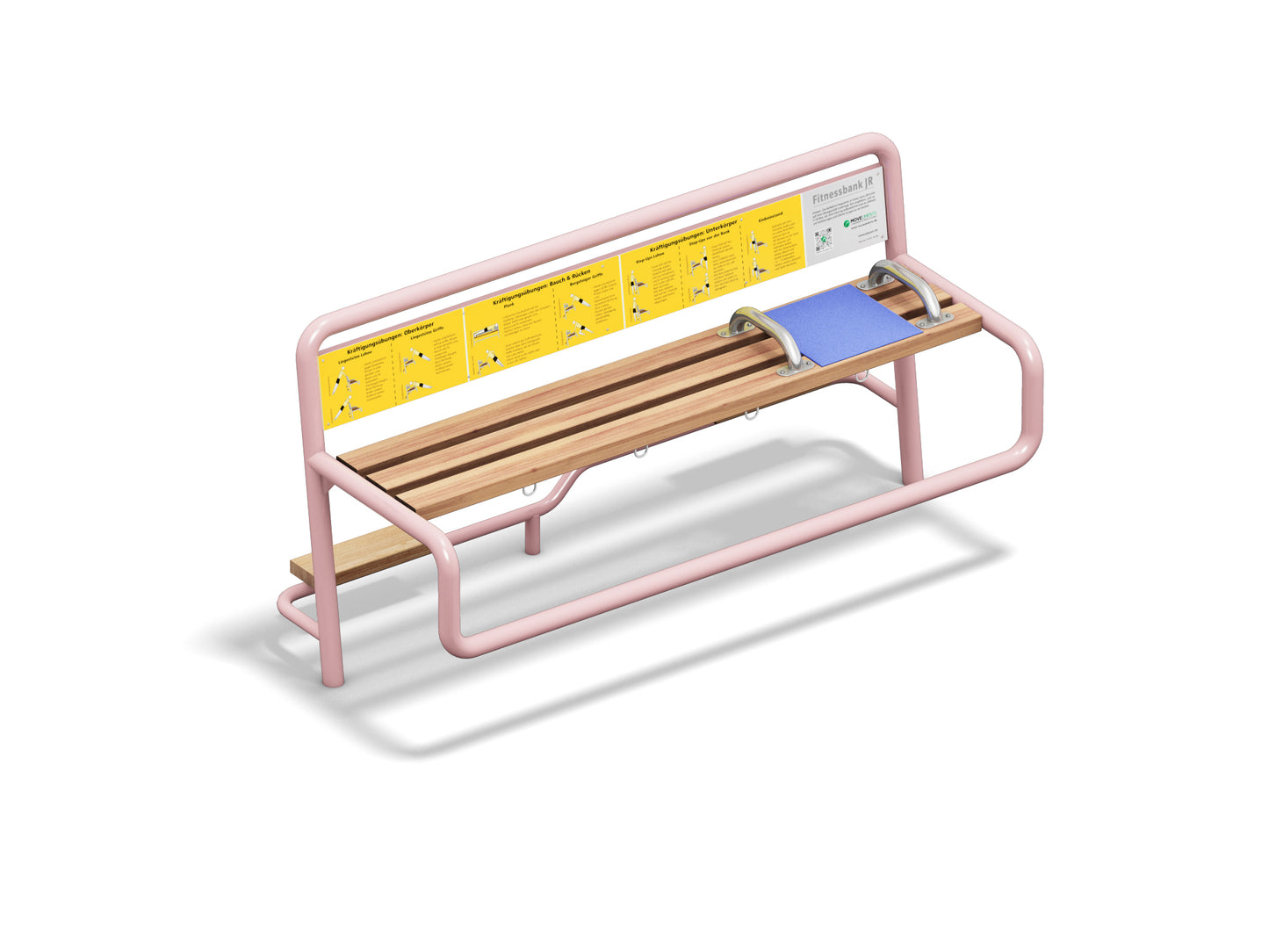 Outdoor-Fitnessbank mit Trittfläche für Jugendliche in Rosa