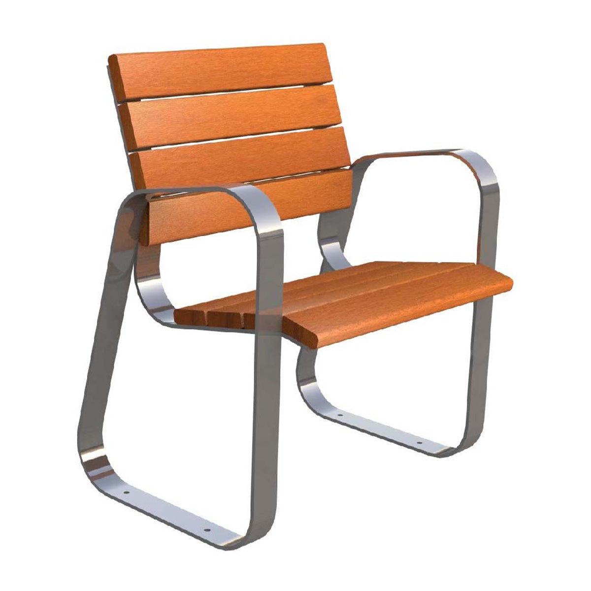 Eleganter Stuhl für den öffentlichen Raum in braunem Holz