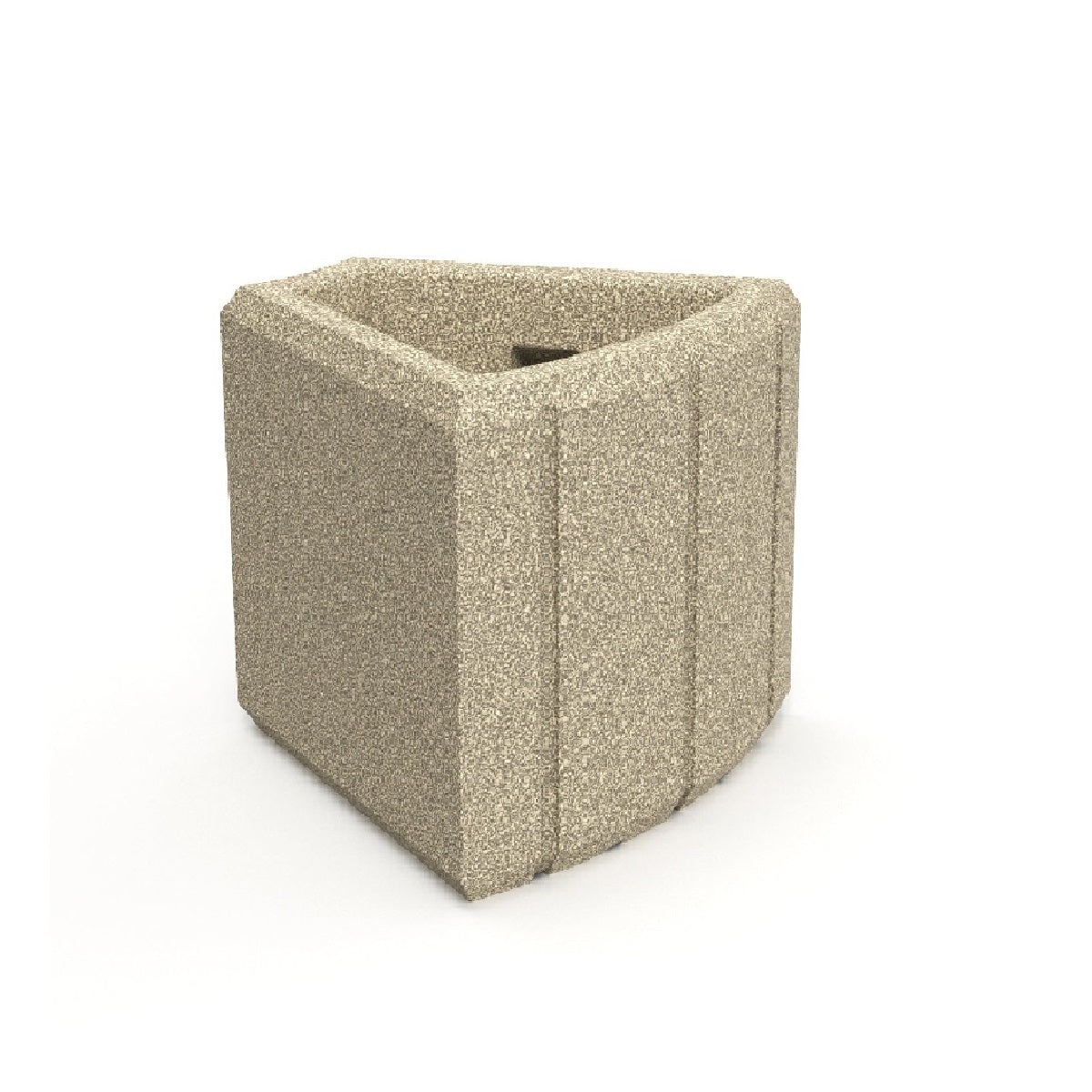 Beiger spitzzulaufender Pflanzkübel aus Kunststoff für Innenstädte