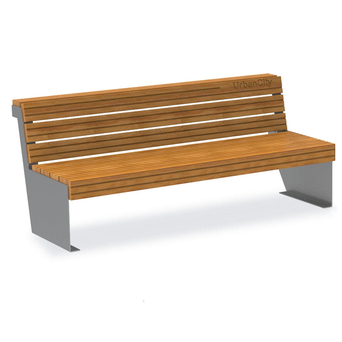 Moderne und stabile Parkbank mit Lehne aus Holz