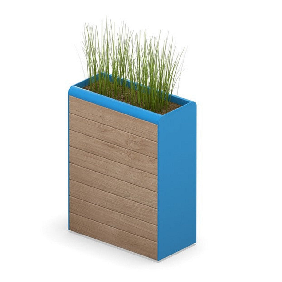 City Club Pflanzbeet S in blau mit Holzumrandung