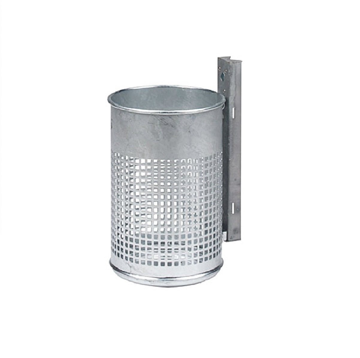 Abfalleimer Stahlblech verz. ca.50l, mit Schiene, H=51cm,D=35cm