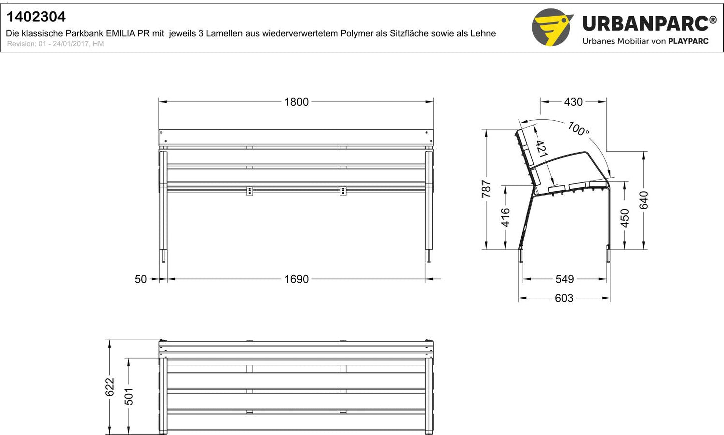 Zeichnung und Maße Emilia PRM