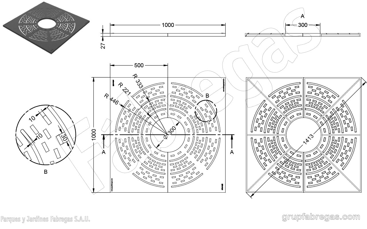Zeichnung und Maße von Baumrost 2