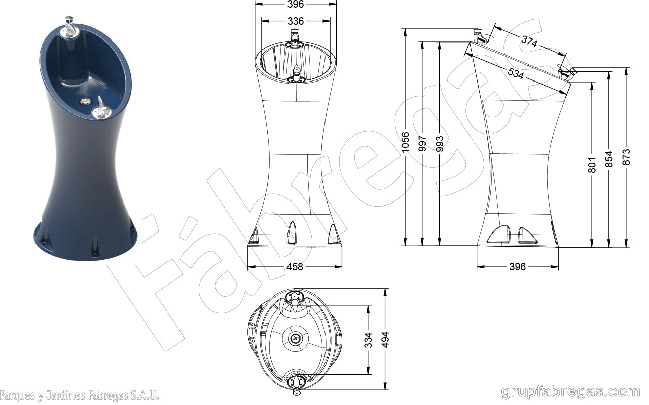 Zeichnung und Maße vom Wasserspender 5