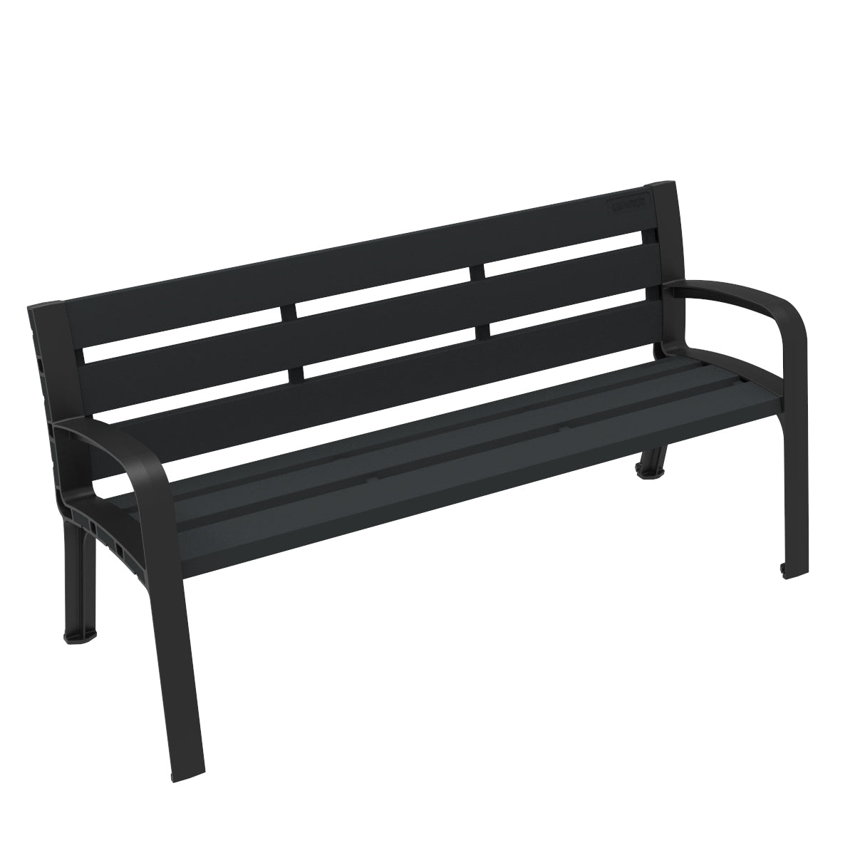 Schwarze robuste Kunststoffbank Zoe für den Outdoorbereich