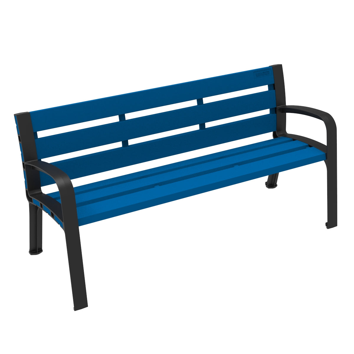 Blaue robuste Kunststoffbank Zoe für den Park