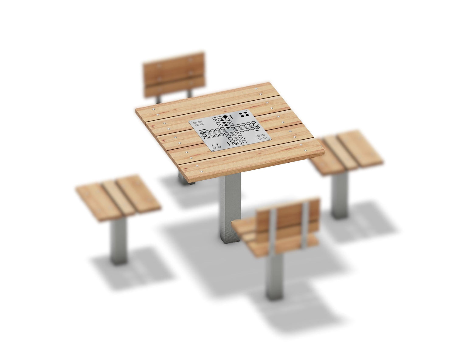 Ein Spieltisch mit Spielbrett aus Holz
