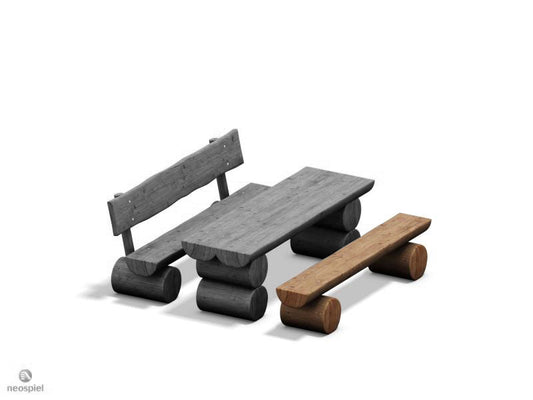 Sitzbank aus braunem Holz für den Spielplatz, die Stadt und den Park
