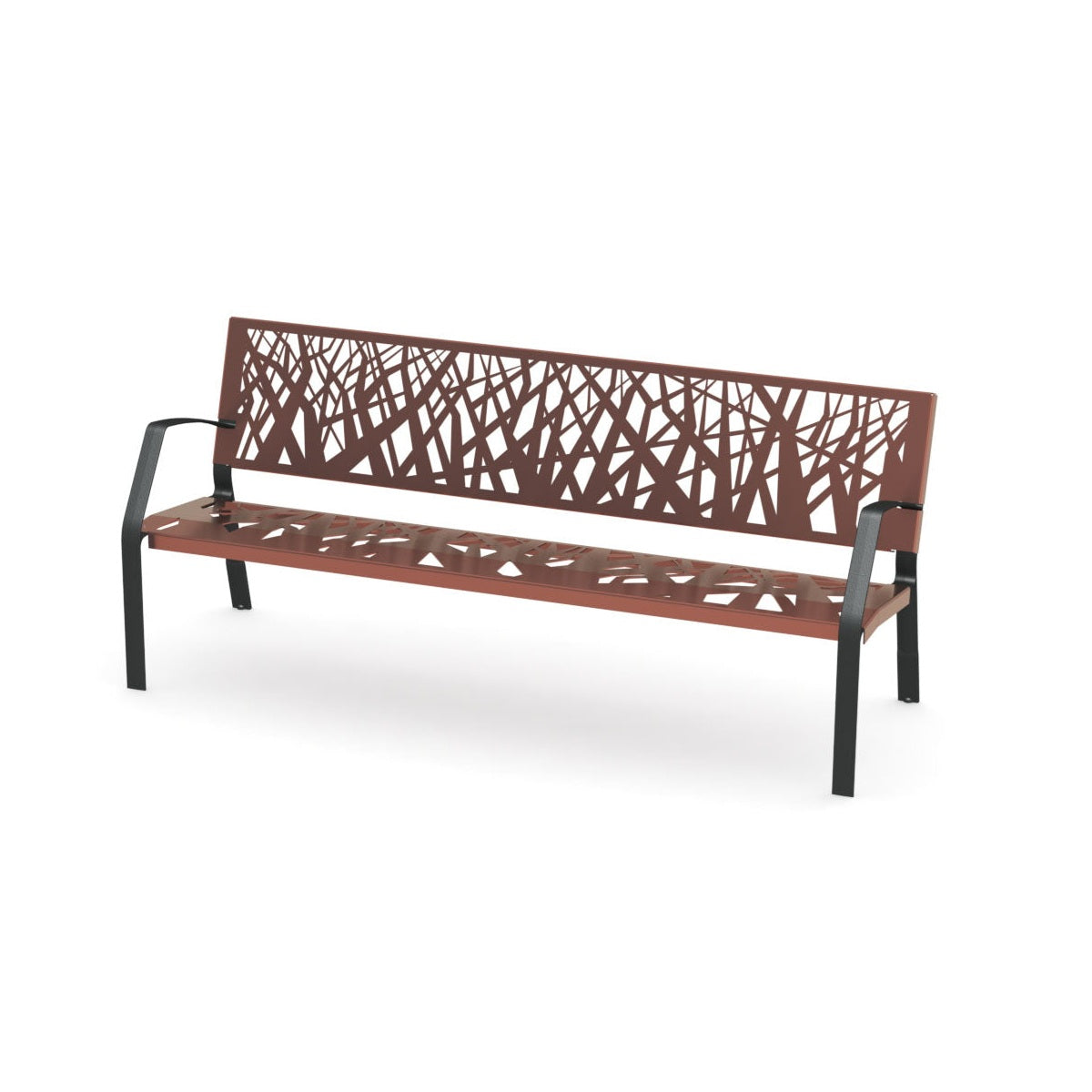 Moderne und stilvolle Metallbank Lilli in braun mit Muster