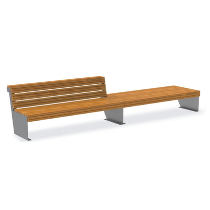 Moderne und stabile Sitzbank Kombination mit Liegefläche oder Tischfläche aus Holz für Parks und Innenstädte