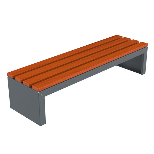 Graue Metallbank mit Sitzfläche aus Holz für Städte und Parks