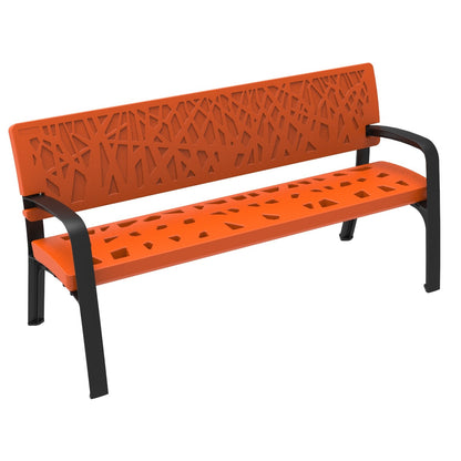 Langlebige Kunststoffbank Nele mit Muster in Orange für die Innenstadt