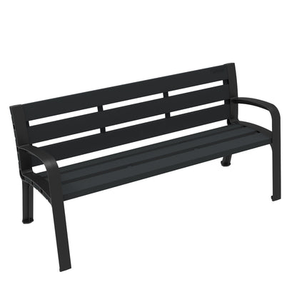 Schwarze robuste Kunststoffbank Zoe für den Outdoorbereich